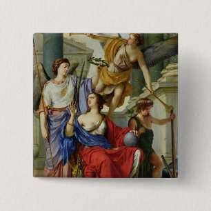 Macaron Carré 5 Cm Allégorie de Regency d'Anne de l'Autriche 1648