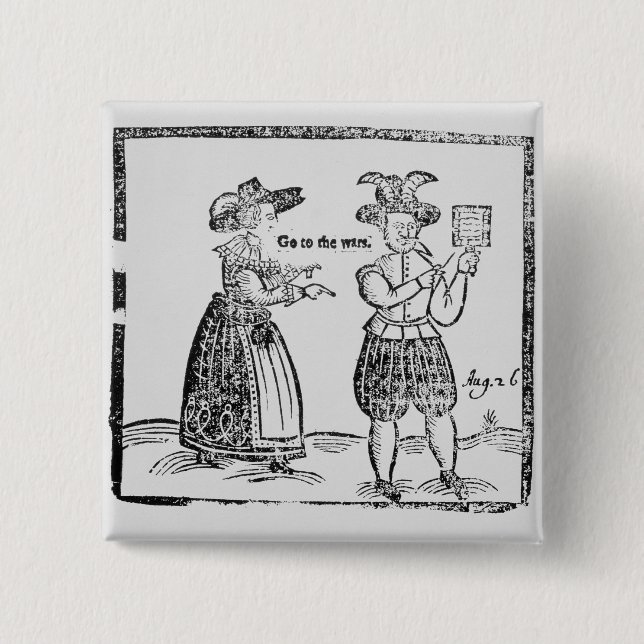 Macaron Carré 5 Cm Allez aux guerres, illustration d'un showi de (Devant)