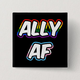 Macaron Carré 5 Cm Ally AF II - Drapeau LGBTQ Gay Trans Queer Pride