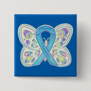 Macaron Carré 5 Cm Alopecia Butterfly Awareness Ribbon Custom Art Pin