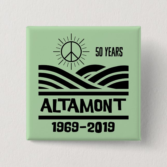 Macaron Carré 5 Cm Altamont Speedway 1969-2019 50th Anniversary (Devant)