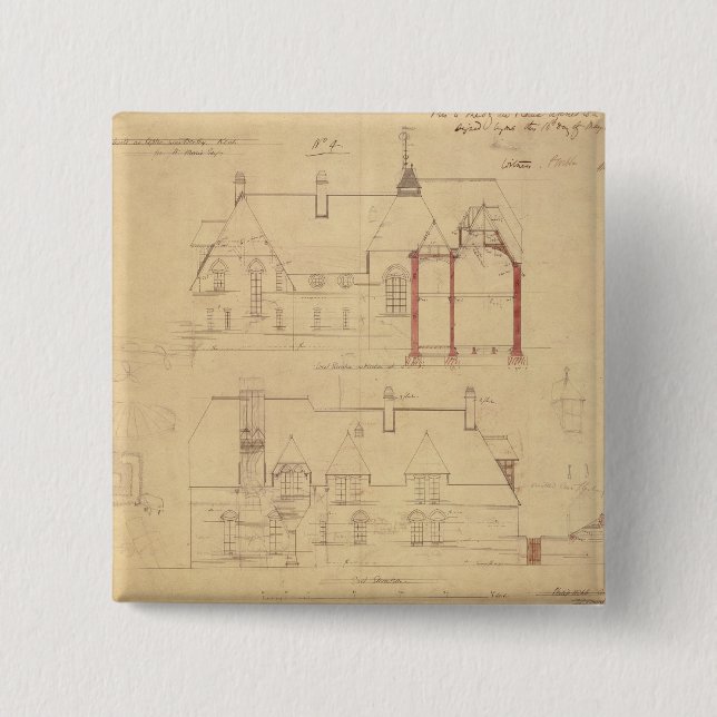 Macaron Carré 5 Cm Altitudes pour la Chambre rouge, bruyère de Bexley (Devant)