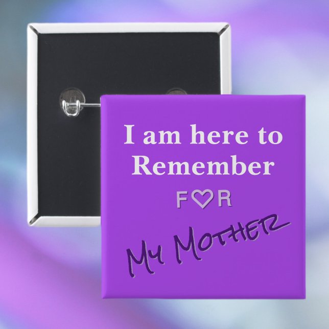 Macaron Carré 5 Cm ALZ Purple Alzheimers Sensibilisation aux maladies (Créateur téléchargé)