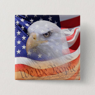Macaron Carré 5 Cm American Flag Pride Spirit Eagle Button Pin