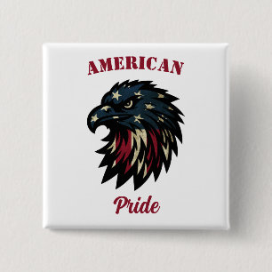 Macaron Carré 5 Cm American Pride, Aigle bleu rouge patriotique