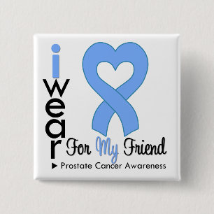 Macaron Carré 5 Cm AMI bleu-clair de ruban de coeur de cancer de la