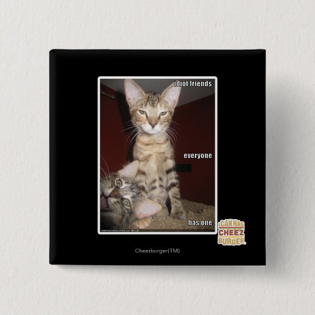 Macaron Carré 5 Cm Amis d'idiot (Devant)