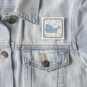 Macaron Carré 5 Cm Amis nautiques - Baleine