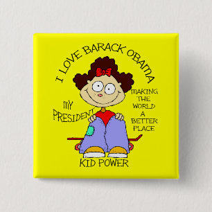 MACARON CARRÉ 5 CM AMOUR OBAMA D'ENFANTS