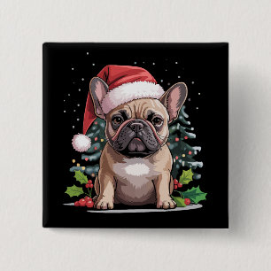Macaron Carré 5 Cm Amoureux de bouledogues français Noël Maman de chi