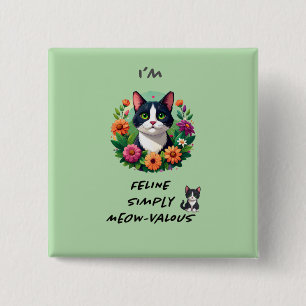 Macaron Carré 5 Cm Amoureux des chats Réflecteur compact FéLIN Simple