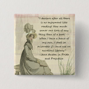 Macaron Carré 5 Cm Amoureux des livres de Jane Austen