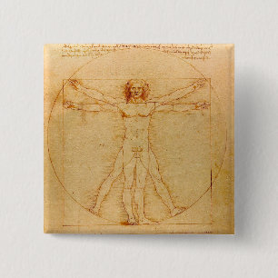 Macaron Carré 5 Cm Anatomie humaine, Homme vitruvien par Léonard de 