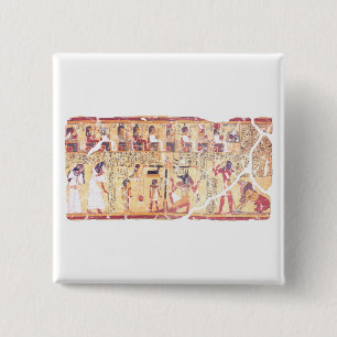 Macaron Carré 5 Cm Ancien livre égyptien des morts pesant la tête