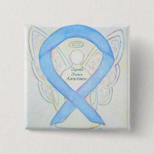 Macaron Carré 5 Cm Ange de sensibilisation à la maladie thyroïdienne 