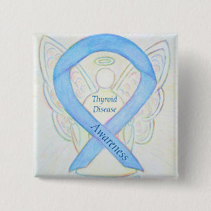 Macaron Carré 5 Cm Ange de sensibilisation à la maladie thyroïdienne 
