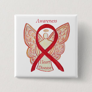 Macaron Carré 5 Cm Ange de sensibilisation aux maladies cardiaques Ép