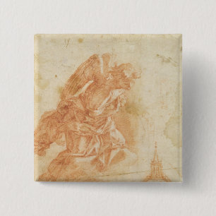 Macaron Carré 5 Cm Ange suspendu et croquis architectural, c.1600