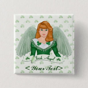 Macaron Carré 5 Cm Angel irlandais et bannière