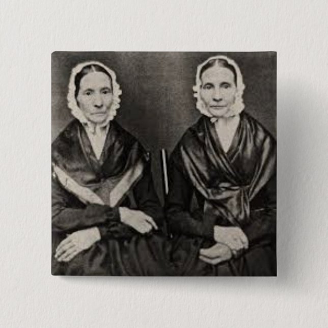 Macaron Carré 5 Cm Angelina et Sarah Grimke soeurs ERA Suffrage (Devant)