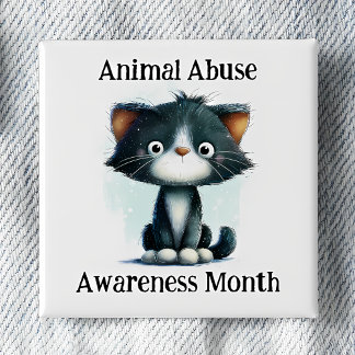 Macaron Carré 5 Cm Animal Abuse Awareness Month - Kitten Pinback