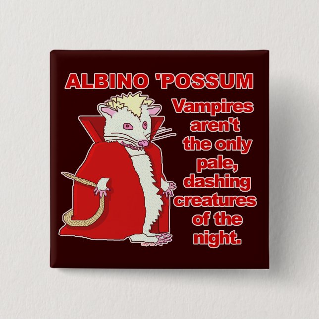 Macaron Carré 5 Cm Animal drôle de vampire d'opossum albinos (Devant)