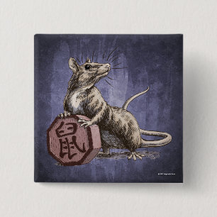 Macaron Carré 5 Cm Année de l'art chinois de zodiaque de rat