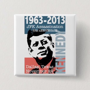 Macaron Carré 5 Cm Anniversaire d'assassinat de JFK Kennedy 1963 -