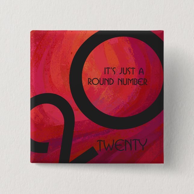 Macaron Carré 5 Cm Anniversaire de la Décennie rouge (Devant)