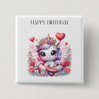 Macaron Carré 5 Cm Anniversaire de Licorne Pilote