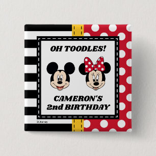 Macaron Carré 5 Cm Anniversaire de Mickey et Minnie
