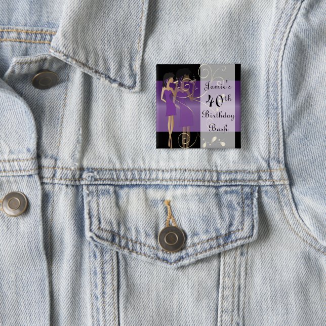 Macaron Carré 5 Cm Anniversaire ou fête de bachelorette| Violet| Text (En situation)