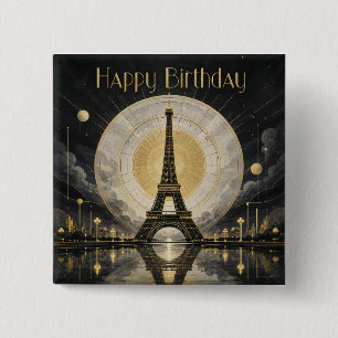 Macaron Carré 5 Cm Anniversaire Paris Tour Eiffel Déco Or