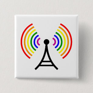 Macaron Carré 5 Cm Antenne gaie de signal d'arc-en-ciel de Wifi