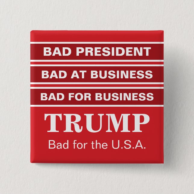 Macaron Carré 5 Cm Anti-Trump Mauvais président d'entreprise Vote Blu (Devant)