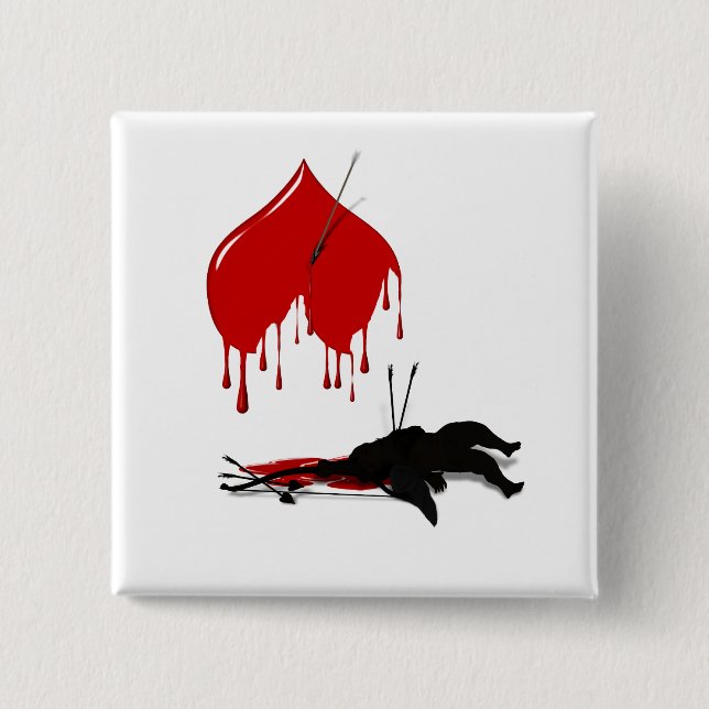 Macaron Carré 5 Cm Anti-Valentine Plus de cupidité (Devant)