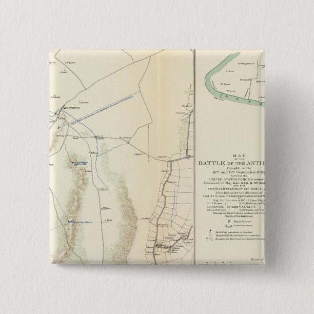 Macaron Carré 5 Cm Antietam, Suffolk, Gettysburg (Devant)