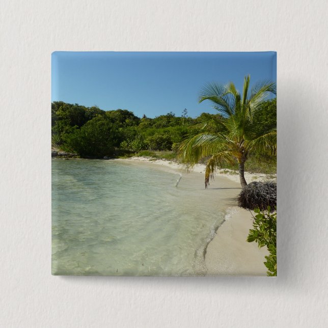 Macaron Carré 5 Cm Antiguan Beach Beautiful Tropical Landscape (Devant)