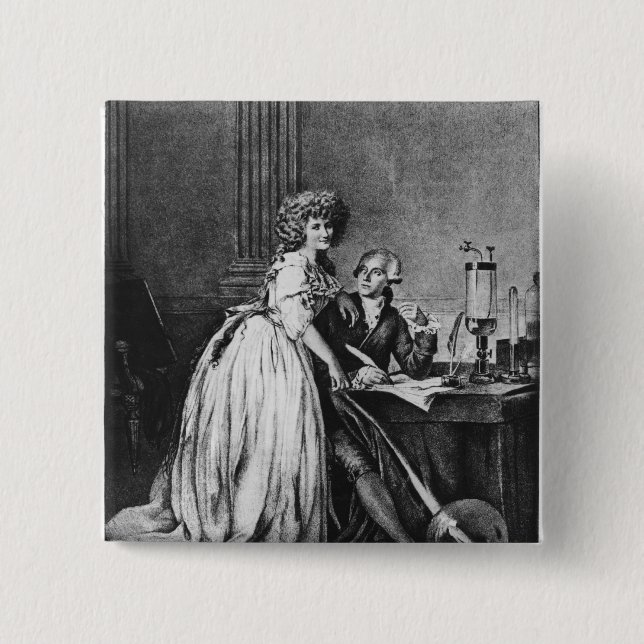 Macaron Carré 5 Cm Antoine Laurent Lavoisier et son épouse (Devant)