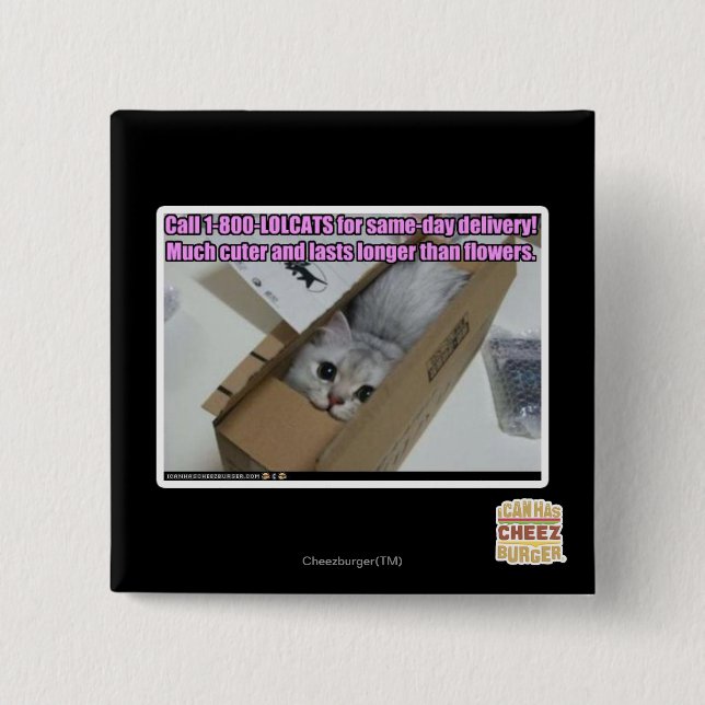 Macaron Carré 5 Cm Appel 1-800-LOLCATS (Devant)