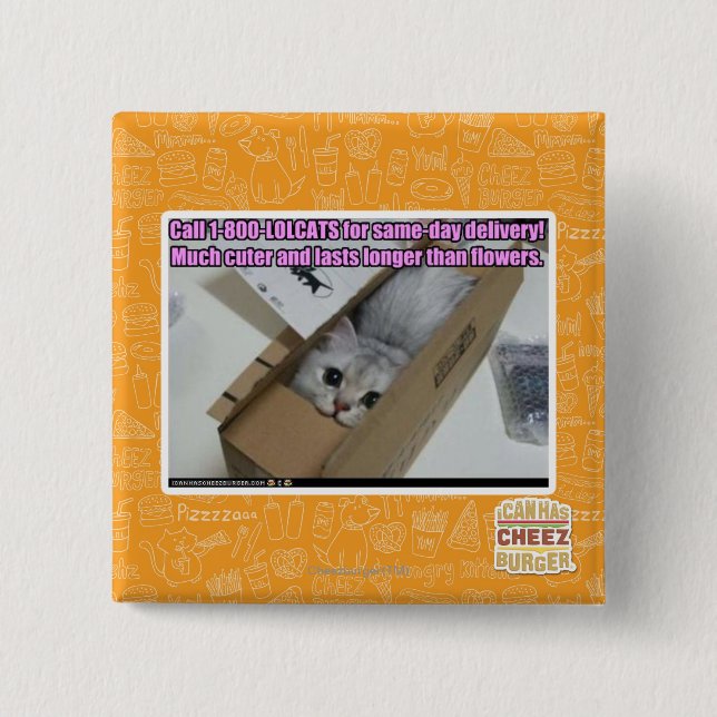 Macaron Carré 5 Cm Appelez 1-800-LOLCATS (Devant)