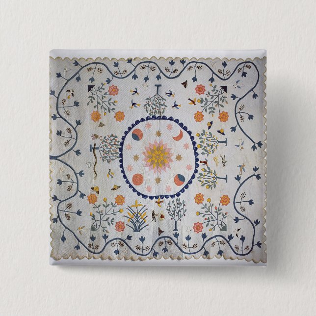 Macaron Carré 5 Cm Applique l'édredon avec Sun, musardez, des étoiles (Devant)