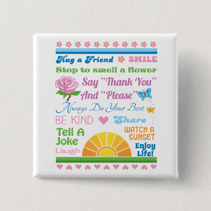 Macaron Carré 5 Cm Appréciez le bouton de la vie