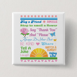 Macaron Carré 5 Cm Appréciez le bouton de la vie