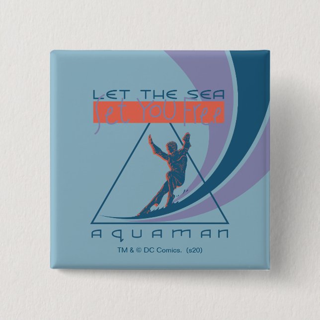 Macaron Carré 5 Cm Aquaman | Laissez La Mer Vous Libérer (Devant)