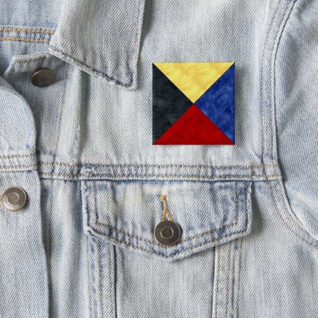 Macaron Carré 5 Cm Aquarelle Signal nautique Pavillon maritime (En situation)