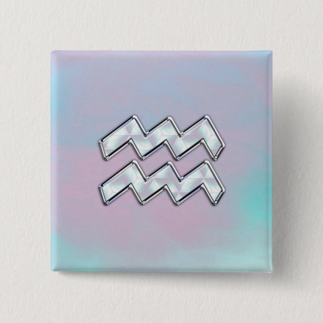 Macaron Carré 5 Cm Aquarius Zodiac sur Mother of Pearl Style (Devant)