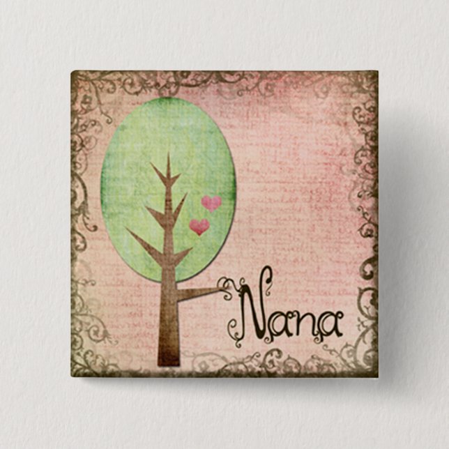 Macaron Carré 5 Cm arbre à coeur rose (Devant)