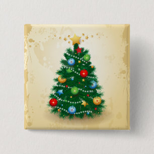 Macaron Carré 5 Cm Arbre de Noël, bouton