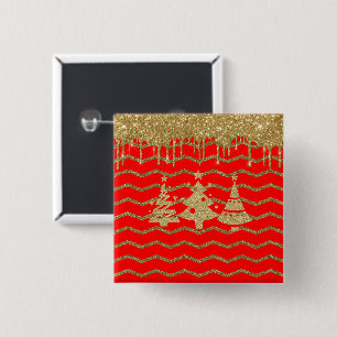 Macaron Carré 5 Cm Arbre de Noël de la parties scintillant rouge